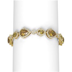 28.26 ctw Canary Citrine & Diamond Bracelet 18K Yellow Gold