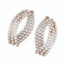 7.6 ctw Diamond Designer Earrings 18K Rose Gold