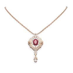 5.6 ctw Ruby & Diamond Necklace 18K Rose Gold