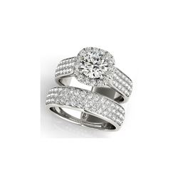 2.59 ctw Certified VS/SI Diamond 2pc Wedding Set Halo 14K White Gold