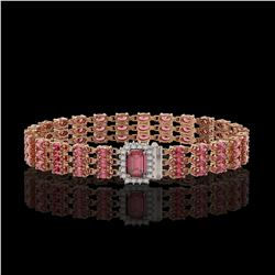 25.49 ctw Tourmaline & Diamond Bracelet 14K Rose Gold