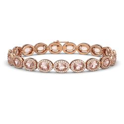 14.25 ctw Morganite & Diamond Micro Pave Halo Bracelet 10K Rose Gold