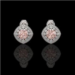 4.19 ctw Morganite & Diamond Victorian Earrings 14K White Gold