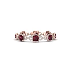 30 ctw Garnet & VS/SI Diamond Certified Bracelet 14K Rose Gold
