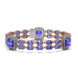39.4 ctw Tanzanite & Diamond Bracelet 14K Rose Gold