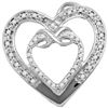 Image 1 : 10kt White Gold Round Diamond Nested Double Heart Pendant 1/10 Cttw