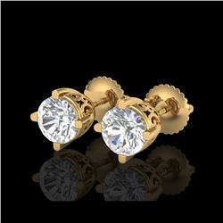 1.5 ctw VS/SI Diamond Solitaire Art Deco Stud Earrings 18K Yellow Gold