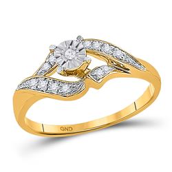 10kt Yellow Gold Round Diamond Solitaire Bridal Wedding Engagement Ring 1/6 Cttw