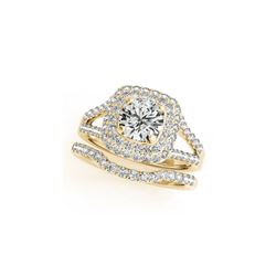1.72 ctw Certified VS/SI Diamond 2pc Wedding Set Halo 14K Yellow Gold