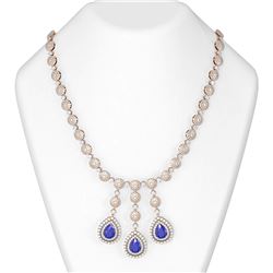 61.5 ctw Sapphire & Diamond Necklace 18K Rose Gold