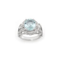 6.50 ctw Aquamarine & Diamond Ring 14K White Gold