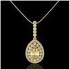 Image 2 : 4.17 ctw Canary Citrine & Diamond Victorian Necklace 14K Yellow Gold