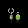 Image 2 : 6 ctw Peridot & Micro Pave Halo VS/SI Diamond Earrings 14K White Gold
