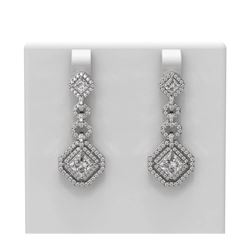 4.21 ctw Princess Diamond Earrings 18K White Gold