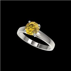 1.50 ctw Certified Intense Yellow Diamond Solitaire Ring 10K White Gold