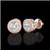Image 2 : 1.09 ctw VS/SI Diamond Solitaire Art Deco Stud Earrings 18K Rose Gold