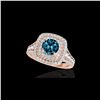 Image 1 : 2 ctw SI Certified Blue Diamond Solitaire Halo Ring 10K Rose Gold