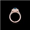 Image 2 : 2 ctw SI Certified Blue Diamond Solitaire Halo Ring 10K Rose Gold
