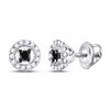 Image 1 : 10kt White Gold Round Black Color Enhanced Diamond Stud Screwback Earrings 1/5 Cttw