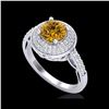 Image 1 : 1.7 ctw Intense Fancy Yellow Diamond Art Deco Ring 18K White Gold