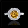 Image 2 : 1.7 ctw Intense Fancy Yellow Diamond Art Deco Ring 18K White Gold