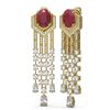 Image 2 : 13.73 ctw Ruby & Diamond Earrings 18K Yellow Gold
