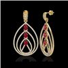 Image 2 : 4 ctw Ruby & Micro Pave VS/SI Diamond Designer Earrings 18K Yellow Gold