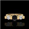 Image 2 : 2.3 ctw Fancy Black Diamond Micro Pave 3 Stone Ring 18K Yellow Gold