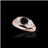Image 1 : 1.7 ctw Certified VS Black Diamond 3 Stone Solitaire Ring 10K Rose Gold