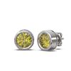 Image 2 : 4 ctw Fancy Yellow Diamond Earrings 18K White Gold