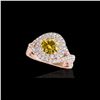 Image 1 : 2 ctw Certified SI/I Fancy Intense Yellow Diamond Halo Ring 10K Rose Gold