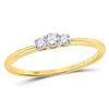 Image 1 : 10kt Yellow Gold Round Diamond 3-stone Promise Bridal Ring 1/6 Cttw