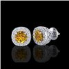 Image 2 : 1.69 ctw Intense Fancy Yellow Diamond Art Deco Earrings 18K White Gold