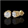 Image 2 : 2.04 ctw VS/SI Diamond Solitaire Art Deco Stud Earrings 18K Yellow Gold