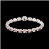 Image 2 : 18.25 ctw Morganite & Diamond Eternity Micro Bracelet 14K White Gold