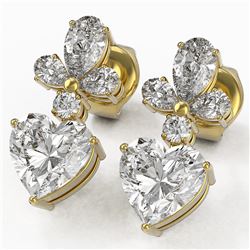 2.75 ctw Heart Diamond Designer Earrings 18K Yellow Gold