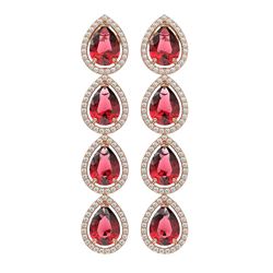 10.48 ctw Tourmaline & Diamond Micro Pave Halo Earrings 10K Rose Gold