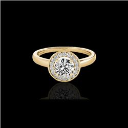 1.15 ctw Certified Diamond Solitaire Halo Ring 10K Yellow Gold