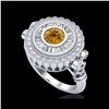 Image 1 : 2.03 ctw Intense Fancy Yellow Diamond Art Deco Ring 18K White Gold