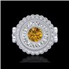 Image 2 : 2.03 ctw Intense Fancy Yellow Diamond Art Deco Ring 18K White Gold