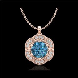1.01 ctw Fancy Intense Blue Diamond Art Deco Necklace 18K Rose Gold