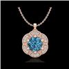 Image 1 : 1.01 ctw Fancy Intense Blue Diamond Art Deco Necklace 18K Rose Gold