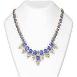 85.42 ctw Tanzanite & Diamond Necklace 18K Yellow Gold