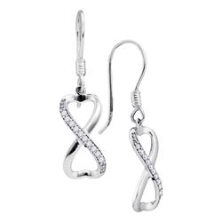 10kt White Gold Round Diamond Infinity Dangle Earrings 1/5 Cttw