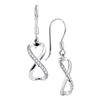 Image 1 : 10kt White Gold Round Diamond Infinity Dangle Earrings 1/5 Cttw