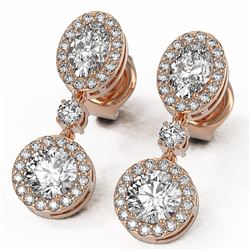 3 ctw Oval Cut Diamond Designer Earrings 18K Rose Gold