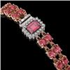 Image 2 : 16.97 ctw Tourmaline & Diamond Bracelet 14K Rose Gold