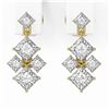 Image 2 : 2.18 ctw Princess Diamond Designer Earrings 18K Yellow Gold
