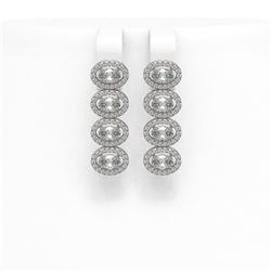 4.52 ctw Oval Cut Diamond Micro Pave Earrings 18K White Gold