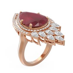 13.76 ctw Ruby & Diamond Ring 18K Rose Gold